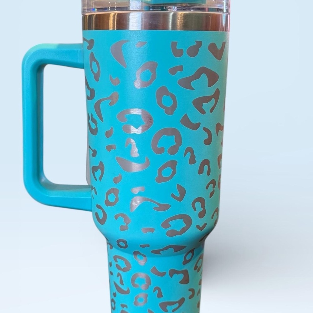 Leopard Print Turquoise Tumbler